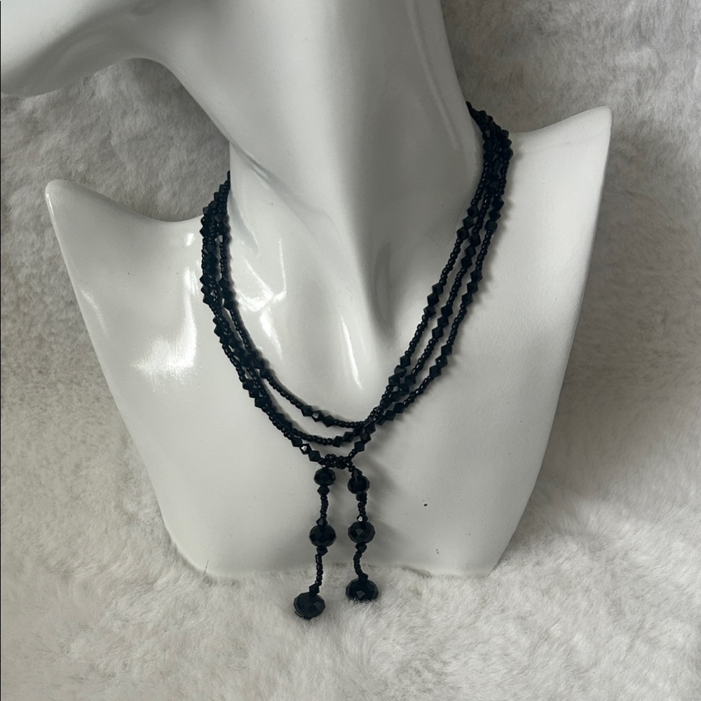 Chic Black Beaded Necklace